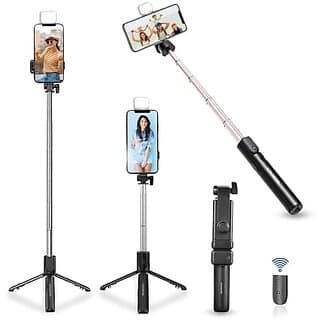 K2 Selfie Stick with Tripod Stand 3 in 1 Multifunctional design Rechargable LED Light with Two Brighness Levels for Make up Selfie Vlogging Photo Shoot Selfie stick with Bluetooth Remote