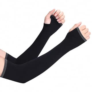 UV Protection Arm Sleeves with Thumb Holes White and Black Nylon Sports Sleeves Assorted Colors Pack of 2 Pairs