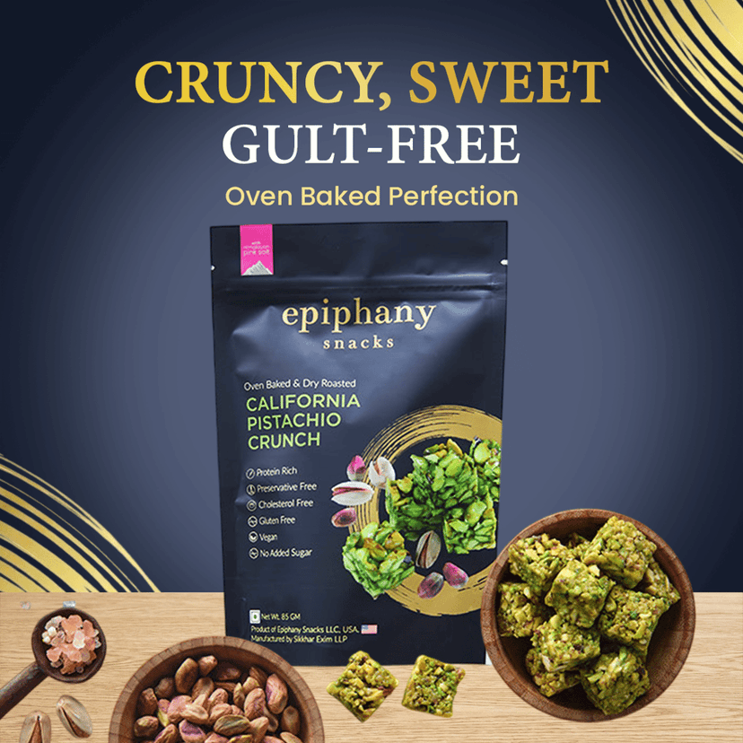 EPIPHANY Dry Fruit Snacks California Pistachio Healthy Bar Pista Dry Fruit Chikki Delicious Sweet Crunch Tasty & Healthy Dry Fruit Energy Snacks No Sugar Added (85 g)- Pack of 2 view 2