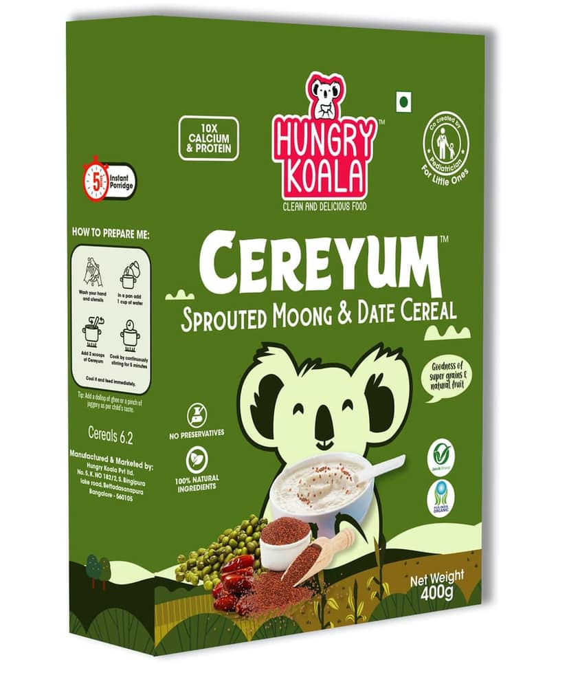 HUNGRY KOALA Sprouted Moong & Dates Cereal Made For Kids To Grow Healthy Made With Natural Ingredients No Preservative Or Additives Or Maida