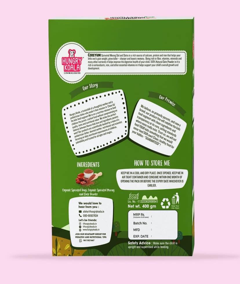 HUNGRY KOALA Sprouted Moong & Dates Cereal Made For Kids To Grow Healthy Made With Natural Ingredients No Preservative Or Additives Or Maida view 2