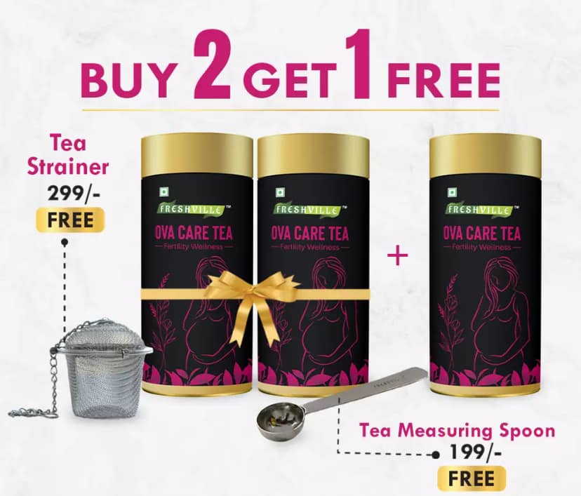 Freshville Ova care Tea | Pure & Natural | Helps With Hormonal Balance & Improves Fertility | Fennel, Nettle, Cinnamon, Ginger, Tulsi, Fenugreek, Spearmint, Shatavari, Moringa Tin (100gx3).3
