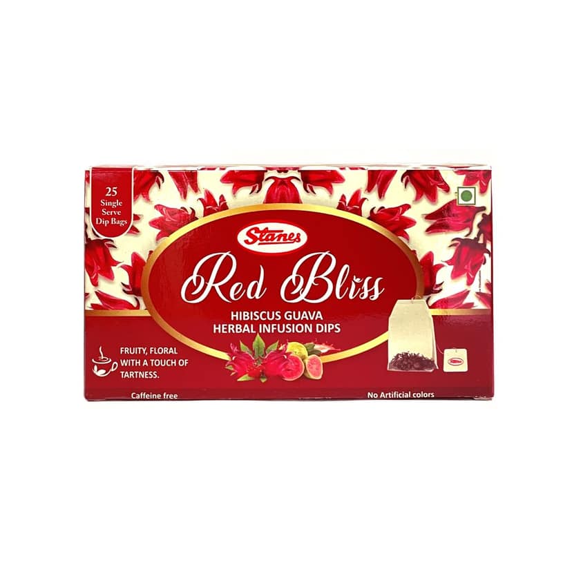 Stanes Red Bliss Hibiscus Guava Herbal Infusion Dips | 25 Single Serve Dip Bags | Pack of 1 view 2