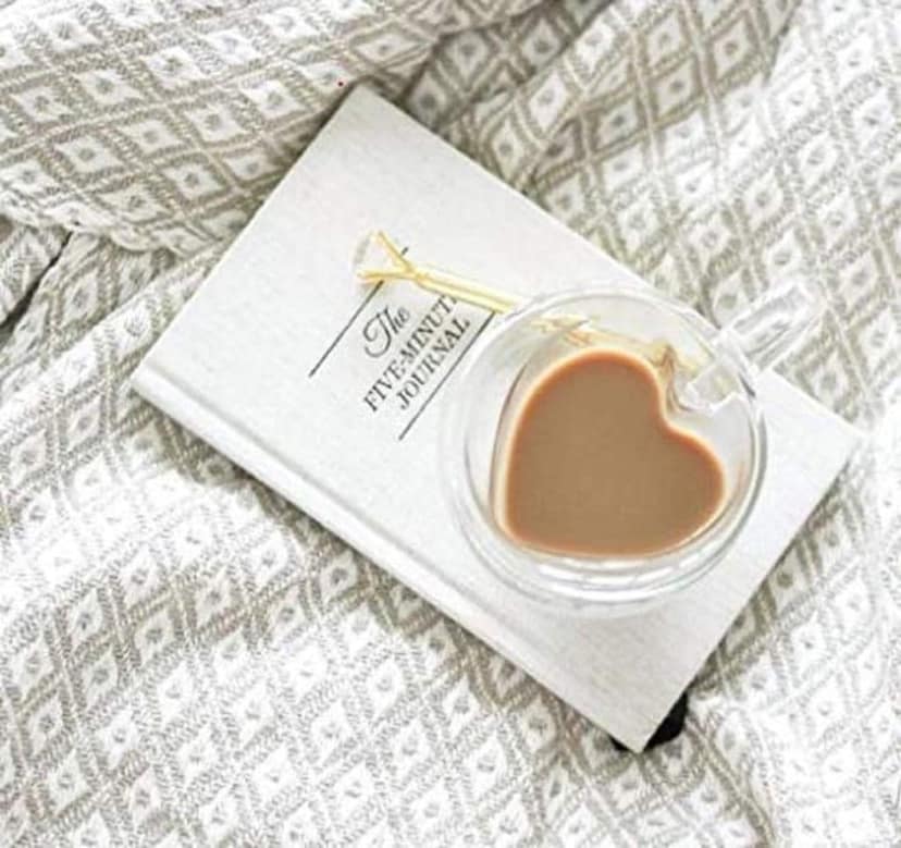 Heart Shaped Transparent Double Walled Insulated Glass Coffee Mugs or Tea Cups with Unique Handle, Borosilicate Glass Fancy Mug for Espresso, Latte, Cappuccino (170 ML,Set of 1) view 2