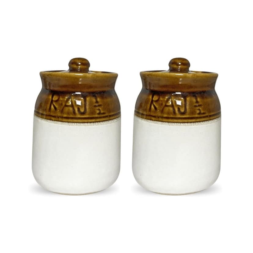 Ceramic Dining Desi Style Mustard Ceramic 500ml Pickle Jars Set of 2 view 2
