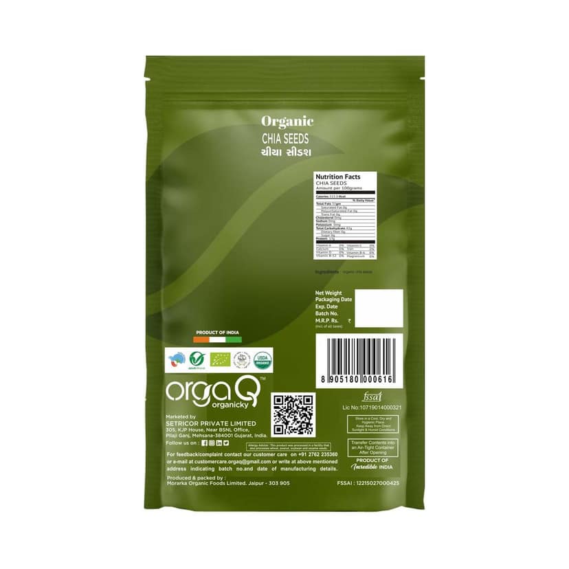 OrgaQ Organicky Organic Unroasted Chia Seeds with Fiber | Weight Management view 2