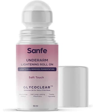 Sanfe Underarm Lightening Roll On (Soft Touch) with 5% AHA | For Underarms | Lightens Skin 50ml