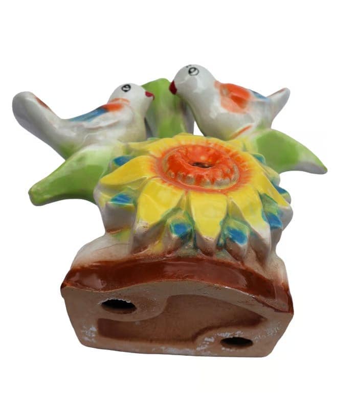 Colorful Ceramic Birds and Sunflower Oil Burner Decorative Figurine view 2