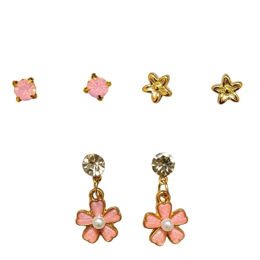 Jewelryklub Gold Plated Jewelry Set Combo Of 1 Pendant Chain Necklace + 3 Pairs Stud Earrings For Women and Girls (Design F) view 2