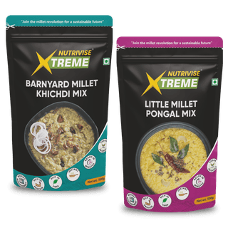 Nutrivise Xtreme Instant Mix Combo: Little Millet Pongal Mix|Barnyard Millet Kichidi Mix|Instant Cook|Low GI|Rich in Protein & Fiber|500g each(Pack of 2)