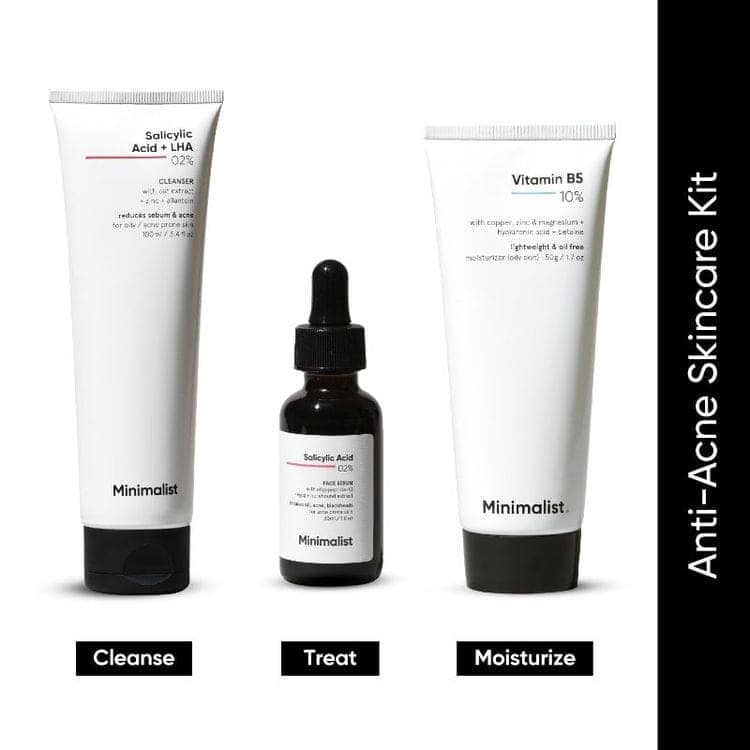 Minimalist Anti Acne Solution (100ml+30ml+50g) Pack of 3