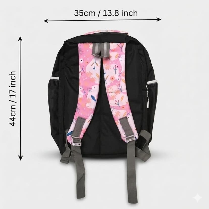Genie Printed 17 Inch School Backpack with Multiple Pockets and Side Bottle Holders view 2