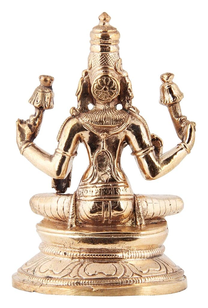 Poompuhar Bronze Lakshmi Idol, 6 cm x 3 cm x 9 cm, Yellow, 1 Piece view 2