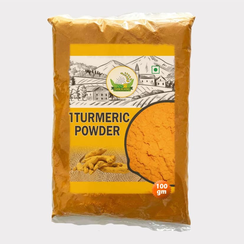 Turmeric Powder 100gm (Pack of 2) by Arms Krishi - Pure Haldi Powder for Everyday Cooking.