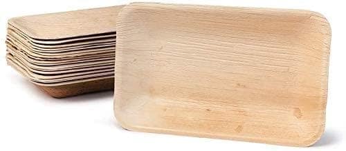 Nisarga Eco Products Areca Leaf Rectanglar Plates | Export Quality | 100%, Eco-Friendly, Compostable, Biodegradable, Disposable Palm Leaf Plates for Party, Wedding, Events view 2