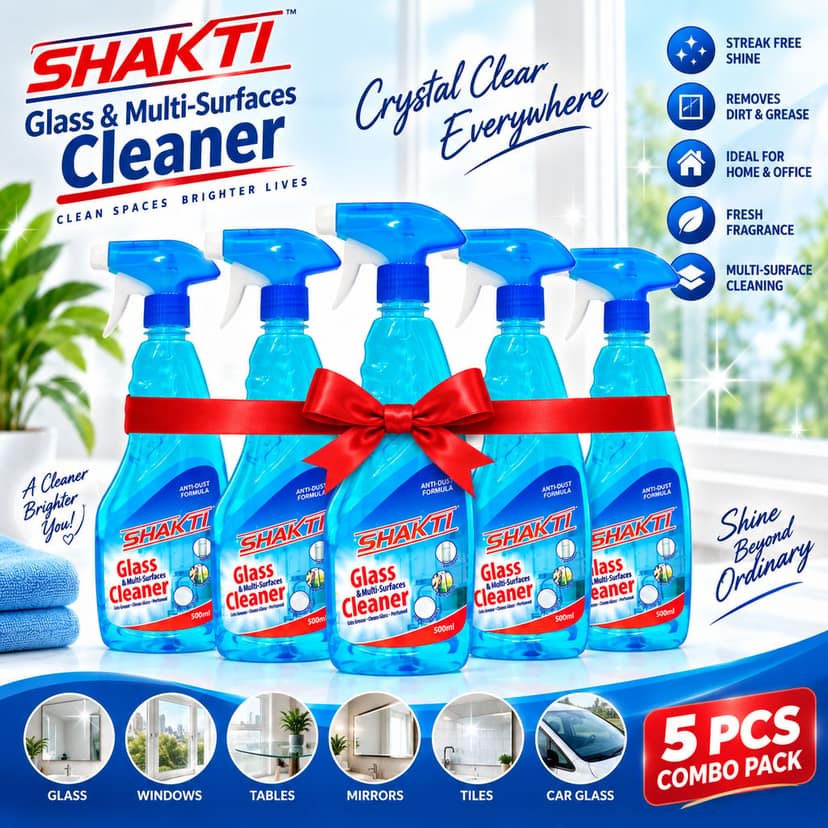 Shakti Glass & Multi Surface Cleaner 500 Ml - 5 Pcs Combo view 2