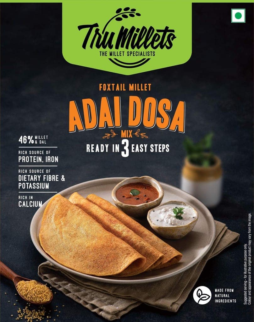 Trumillets Ready to Cook Mysore Dosa 250g Each (Pack of 2) and Adai Dosa 250g Each (Pack of 2) view 2