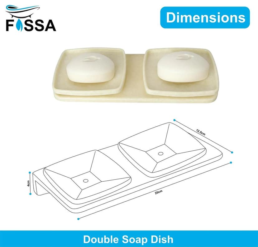 Ivory Double Soap Dish Unbreakable Abs Rectangular Ceramic Finish (RM-116) view 2