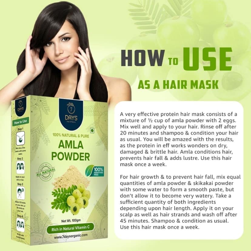 7Days Amla Natural Powder for Skin and Hair Care (100gm) view 2