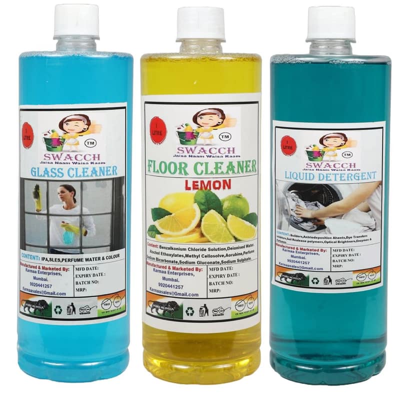 HOME CARE COMBO Glass Cleaner, Floor Cleaner Lemon & Liquid Detergent (1 Litre) (Pack of 3) view 2