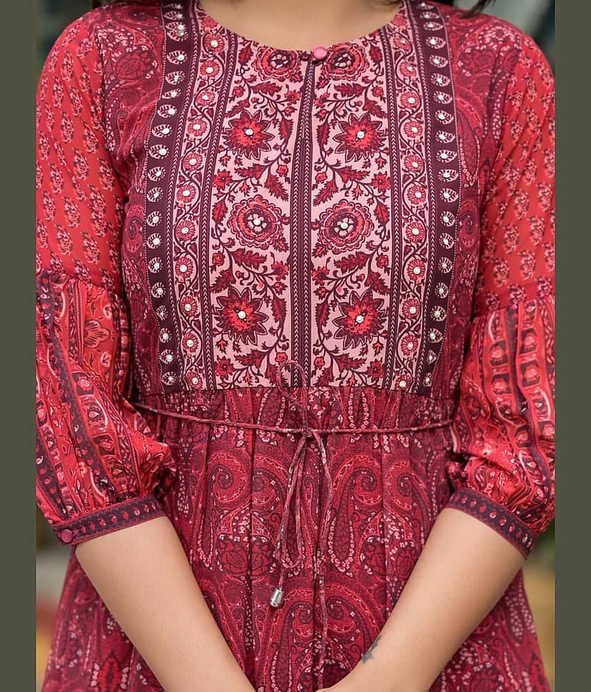 Juniper Georgette Printed Midi Women's Fit & Flare Dress - Rust ( Pack of 1 ) view 2