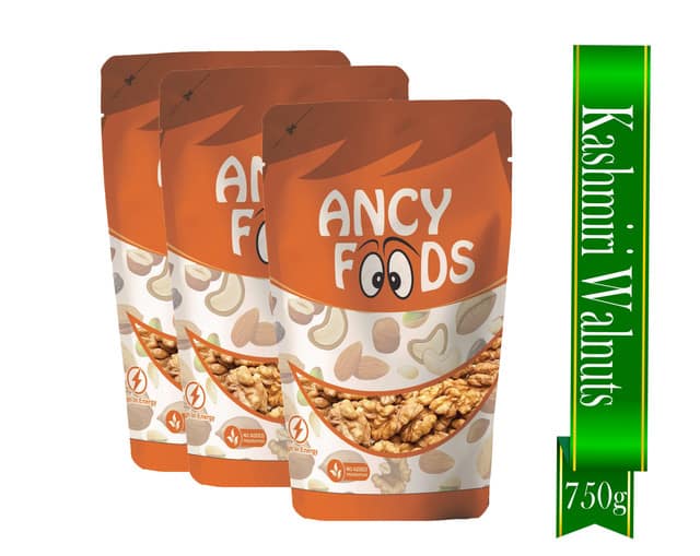 Ancy Kashmiri Walnut Kernels 750 Grams (250 Grams X 3) – Akhrotgiri | Rich in Proteins and Antioxidants – Supports Brain Health , Enhances Memory, Boosts Mood, Supports Heart Function, Improv