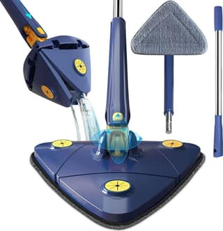 Ali Shipping 360 Rotatable Adjustable Cleaning Mop, Triangle Microfiber Mop with Long Handle, Extendable Triangle Cleaning Mop, Imitation Hand Twist Quick Dry Mop