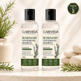 (Set of 2) CareVeda Rosemary Anti Hair Fall Shampoo with Salicylic Acid, Hair Fall Control Scalp Care, 100ml