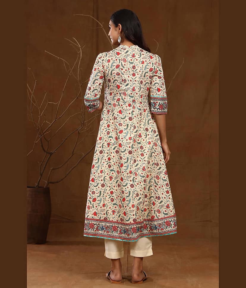 Juniper Women Cotton Printed Flared Kurti ( Multicolor ) view 2