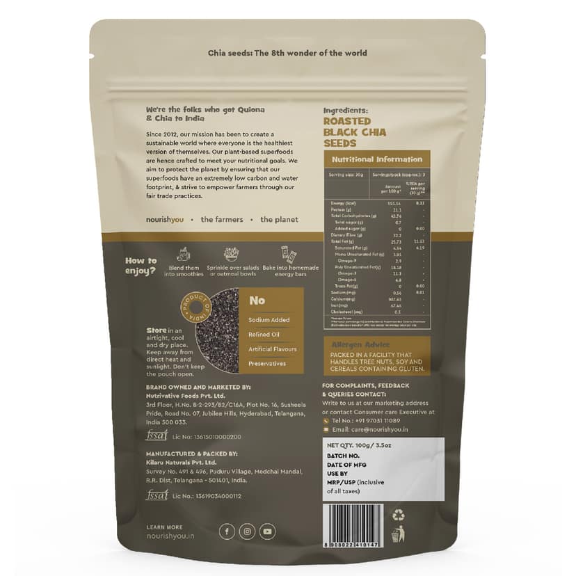 nourish you Roasted Black Chia Seeds view 2