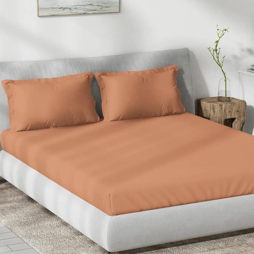 DDECOR - Topical Tones Collection 100% Cotton Dyed Pattern 180TC King Bedsheet |229 CM X 274 CM| Orange view 2