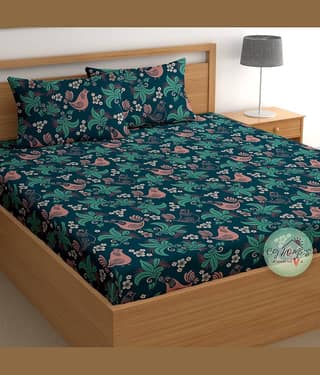 CG HOMES Poly Cotton 1 Double Bedsheet with 2 Pillow Covers ( Multicolor )