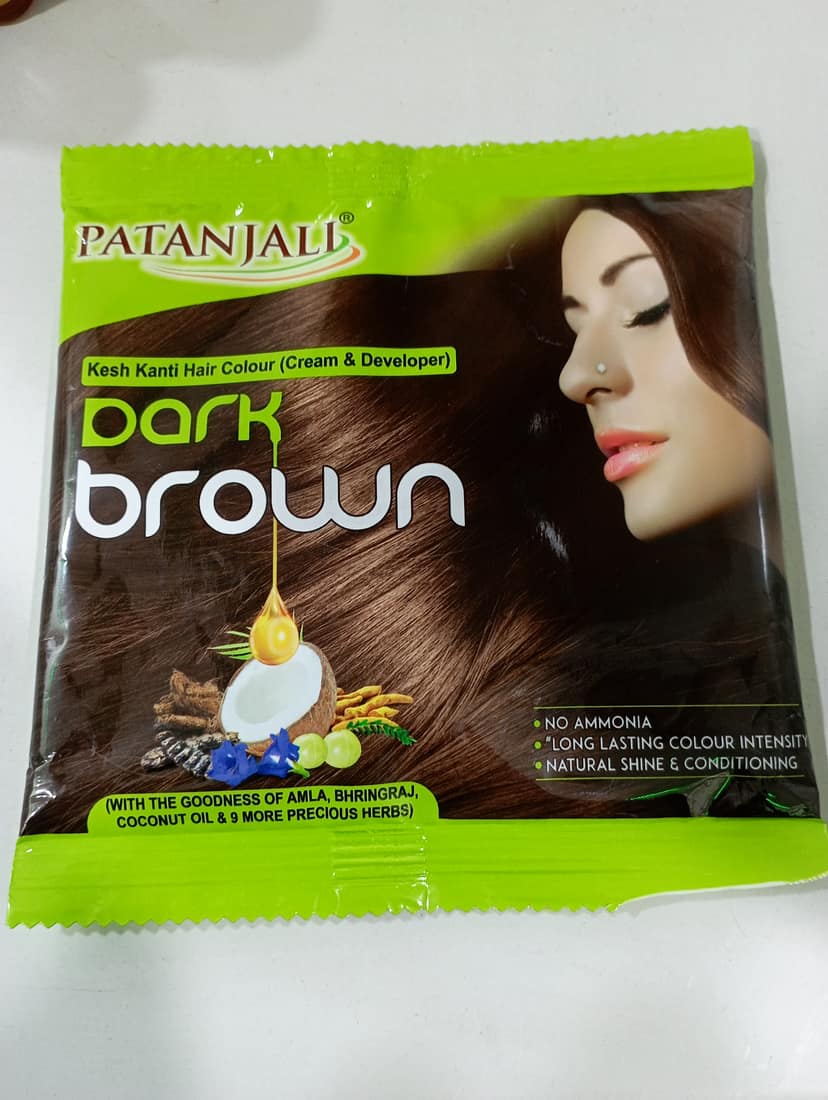 Patanjall Kesh kanti hair colour (cream & developer) Bark Brown 40g