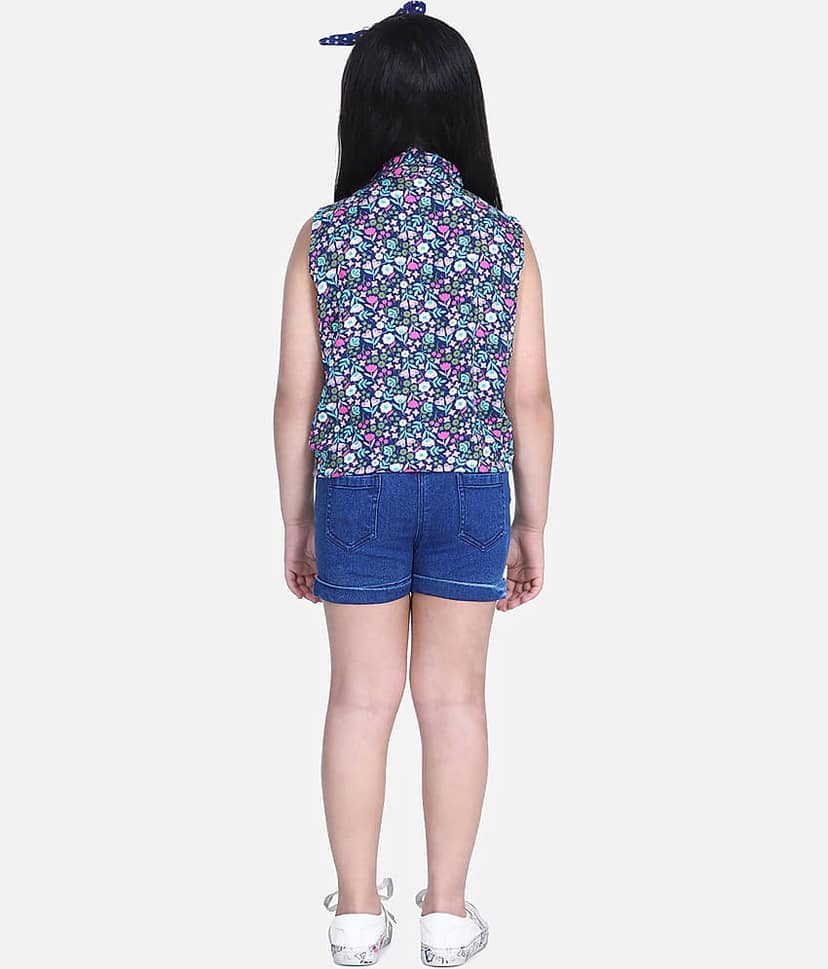 StyleStone Pack of 1 Girls Rayon Shirt With Shorts ( Multi ) view 2