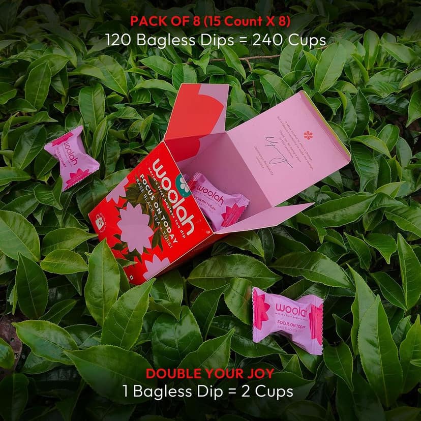 Woolah Rare Assam Tulsi Green Tea - World's 1st Bagless Whole Leaf Organic Tea Dip | 15 pcs | Single Origin Tea | Naturally Anti-Oxidant With Tulsi's Healing Properties | Plastic-free view 2