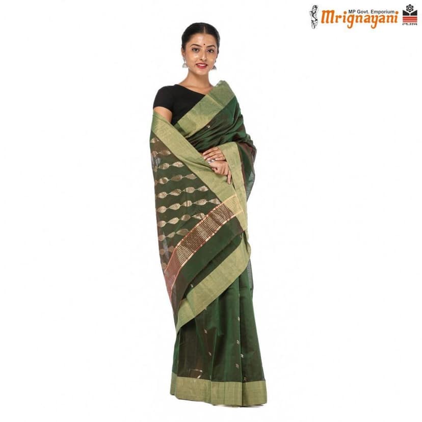HANDLOOM CHANDERI SILK SAREE WITH BLOUSE (SKU - 1SC102120622 SAREE-1035) view 2