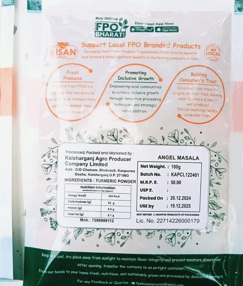 Buy FPO Kisan Naturals Turmeric Powder Online at Best Price in India view 2