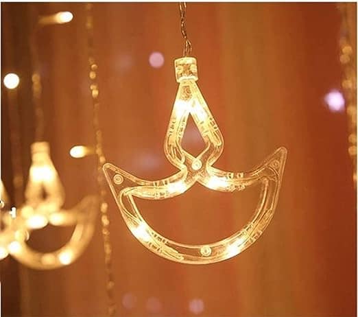 12 Diya 138 LED Diya String Lights Curtain String Lights with 8 Flashing Modes for Home Decoration view 2