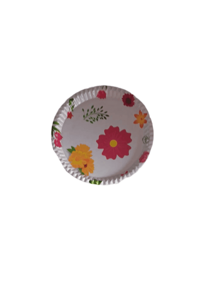 White paper plate with floral design (pack of 25 ) view 2