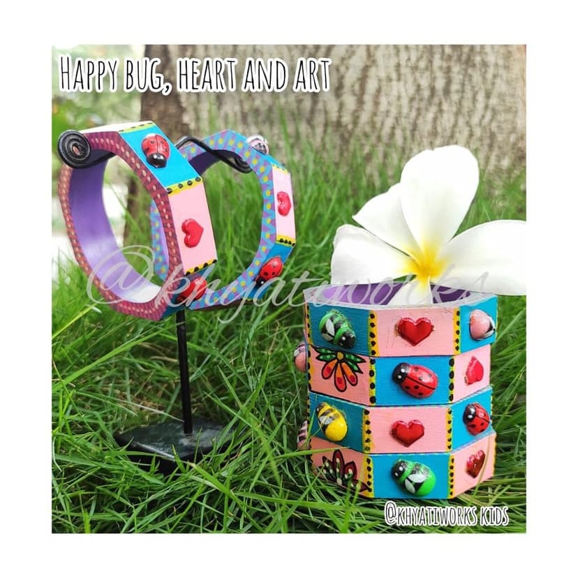 Happy Bug, Heart and Art ( Pink and Blue ) - Single Piece view 2