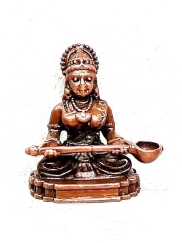 Searchers Paradise - Copper Idols of god Annapoorani 1.6 inches, Copper Handmade 48 Grams, Patina Antique Finish, Pack of 1 Piece