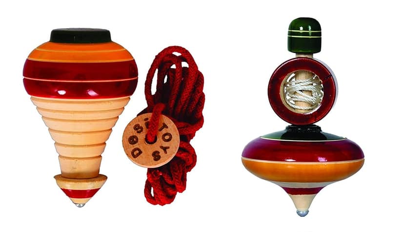 Desi Toys Spinning Tops | Lattu | Bhawra | Windup Top | Bambaram | Pack of 2 | Traditional Indian Game | Classic Nostalgic Outdoor Games | Fun & Therapeutic | for Kids & Adults | for 6 Years & Up view 2