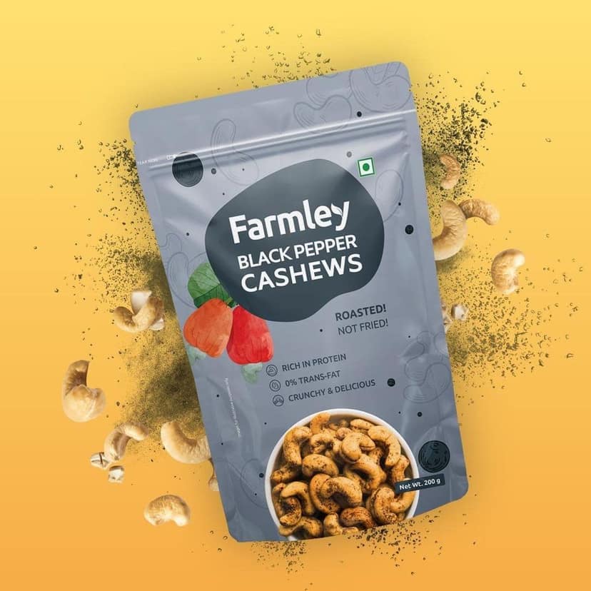 Farmley Roasted Cashew Nuts and Party Mix Snacks I 4 Roasted Cashew Nuts (Black Pepper, Thai Chilli, Chatpata Masala, Classic Salted) & 1 Party Mix Snack Combo 860g (Kaju &�Party�Snacks�) view 2