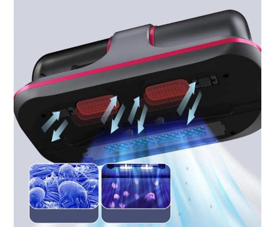 Powerful Suction Portable Handheld Vacuum Cleaner - Low Noise Vacuum Cleaner for Bed - Cordless Vacuum Cleaner for Car Seat Crevices Pillows, Mattresses, Sofas Wireless Anti Dust and Mite Cleaner view 2