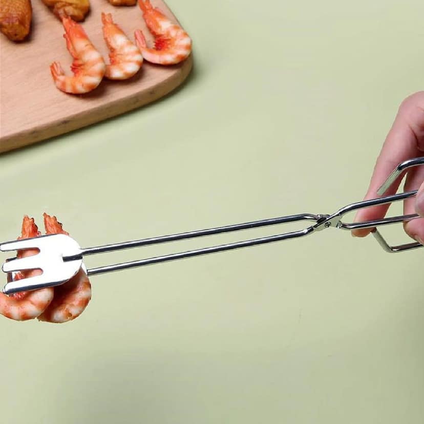DHRUVINSRI 31cm Multi-Functional Metal BBQ Tongs – Clamp for Charcoal Handling, Serving, and Garbage, for Outdoor Grilling and Cooking Tasks view 2
