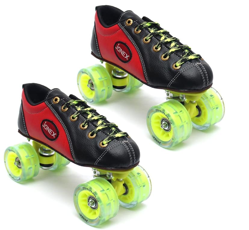 JJ Jonex Shoe Skates, Shoe Skates for Kids, Fix Body Shoe Skates (3 UK/Ind, Black Red- Professional)
