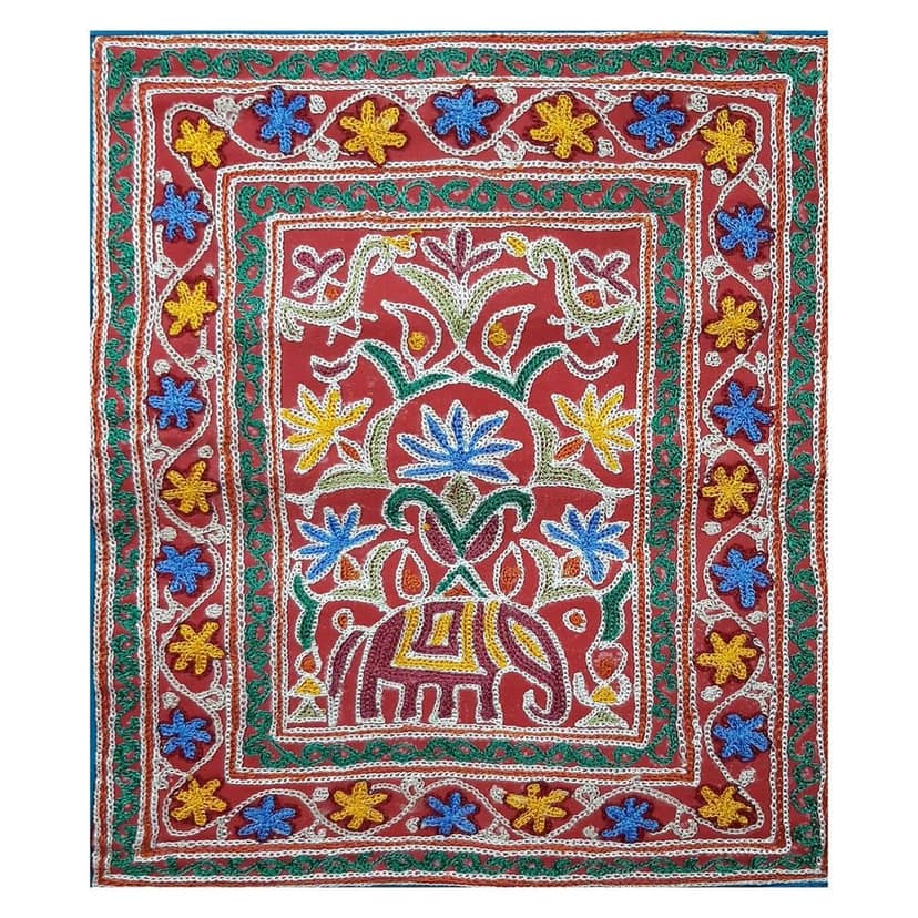 Garvi Gurjari (A Gujarat Govt Enterprise Cotton Sea Green Hand Embroidered Wall Hangings/Decor (16� x 12�) view 2