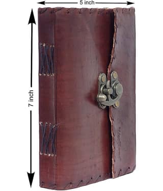 Vintage Leather Diary with Lock A5 Journal Unruled 200 Pages (Brown)