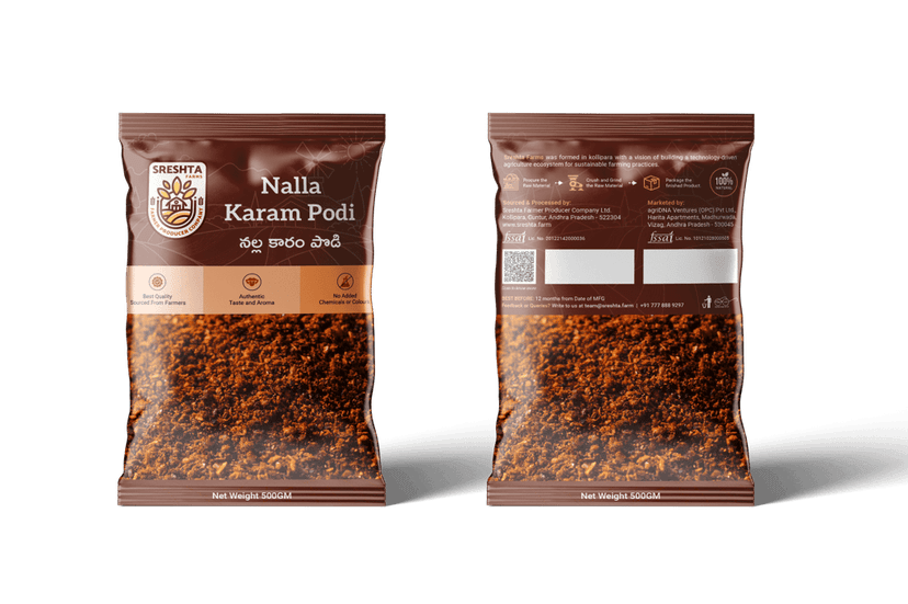 Sreshta Farms Nalla Karam Podi - 500gm view 2