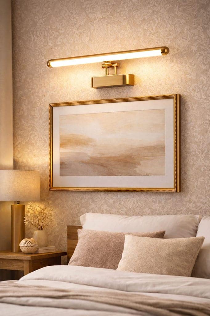 SPARKWORLD Premium LED Picture Light Wall Lamp | Warm White Painting & Photo Frame Light | Brass / Antique Gold Finish for Bedroom & Living Room | Colour: LX776WL|6W/GD